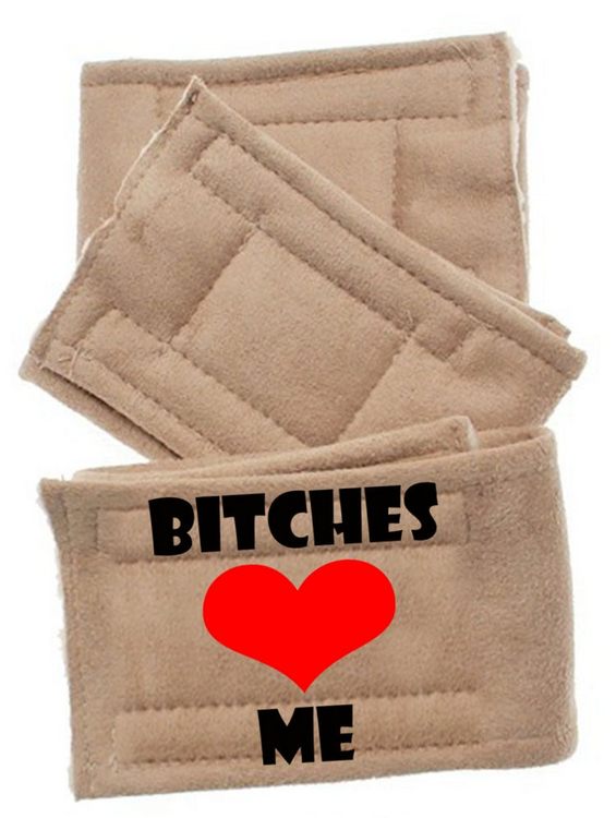 Peter Pads Tan 3 Pack 5 sizes with Design Bitches Love Me